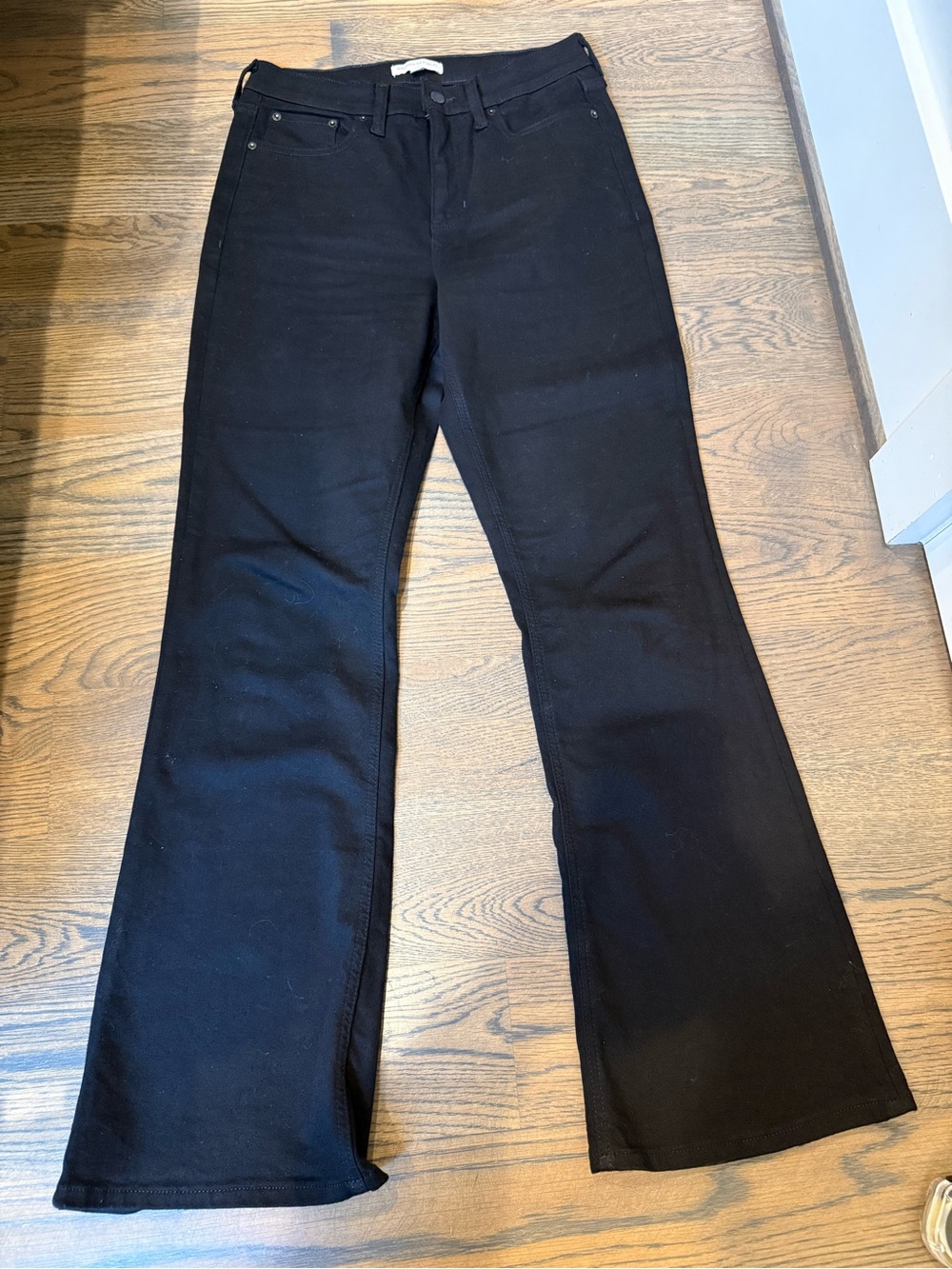 Banana Republic Black High-Rise Flare Jeans, like new, worn once, size 30. - Picture 3 of 9